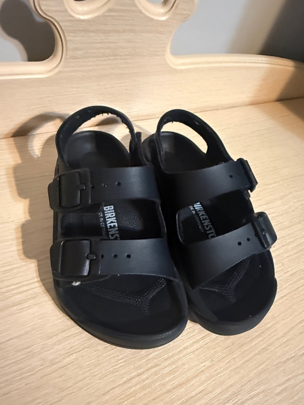 Birkenstock Black Two-Strap Kids Sandals with Buckles